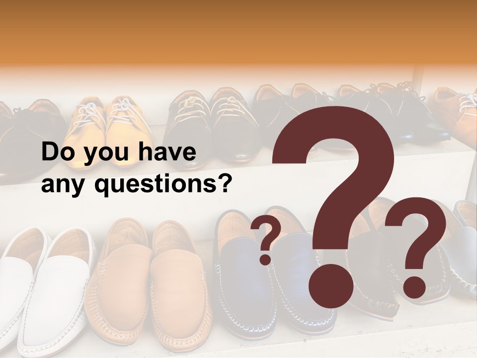 A Row Of Shoes Sitting On Top Of A White Shelf PowerPoint Template