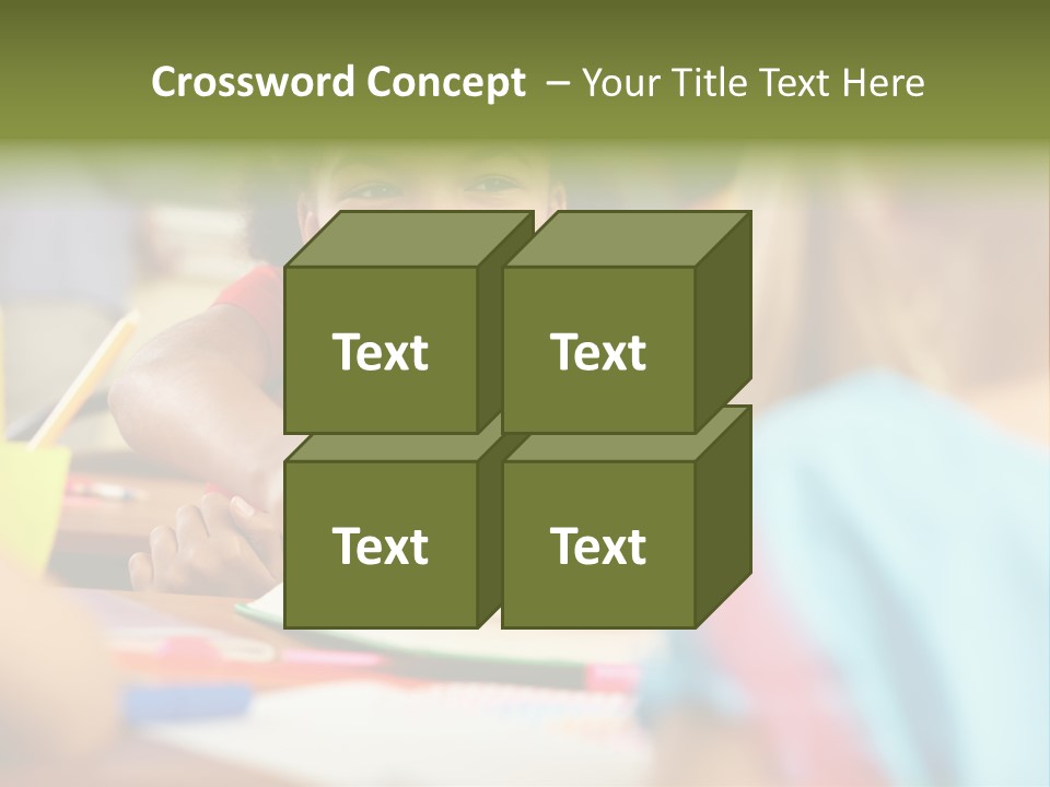 A Young Girl Smiles As She Sits At A Desk PowerPoint Template