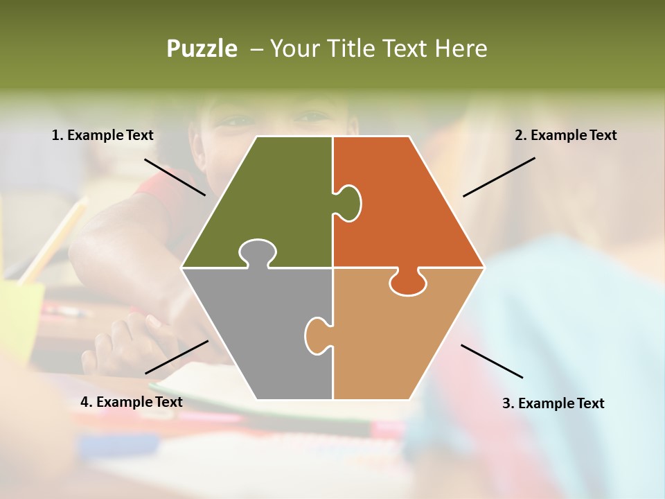 A Young Girl Smiles As She Sits At A Desk PowerPoint Template