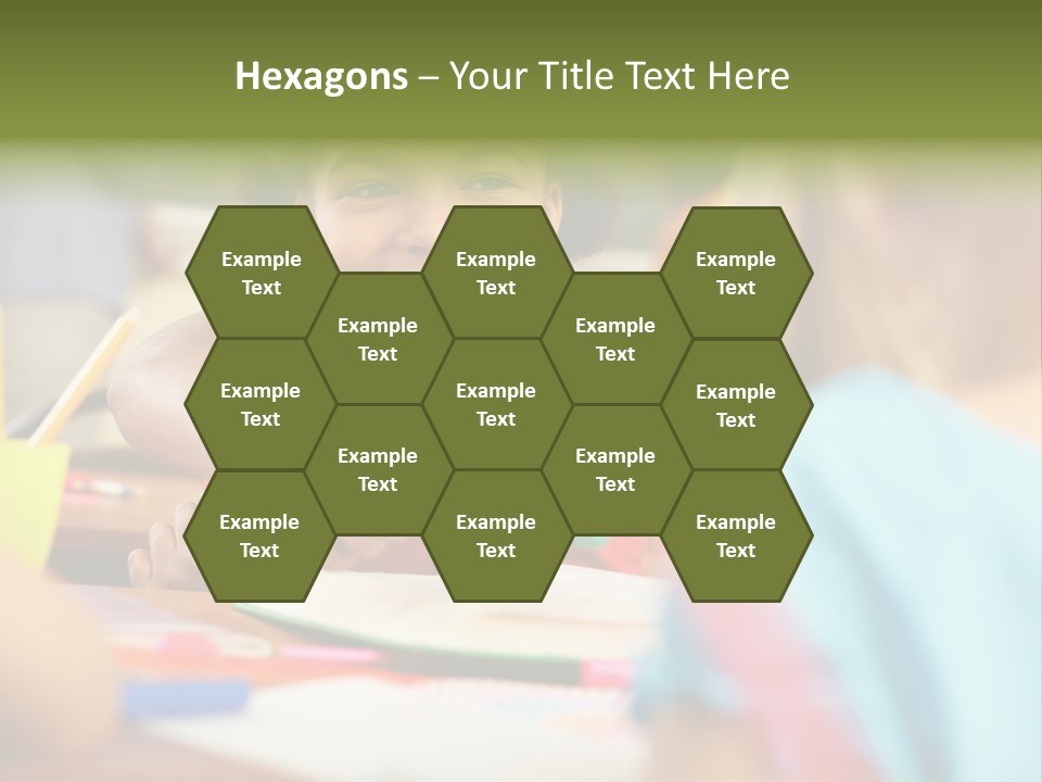 A Young Girl Smiles As She Sits At A Desk PowerPoint Template