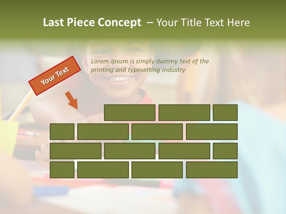 A Young Girl Smiles As She Sits At A Desk PowerPoint Template