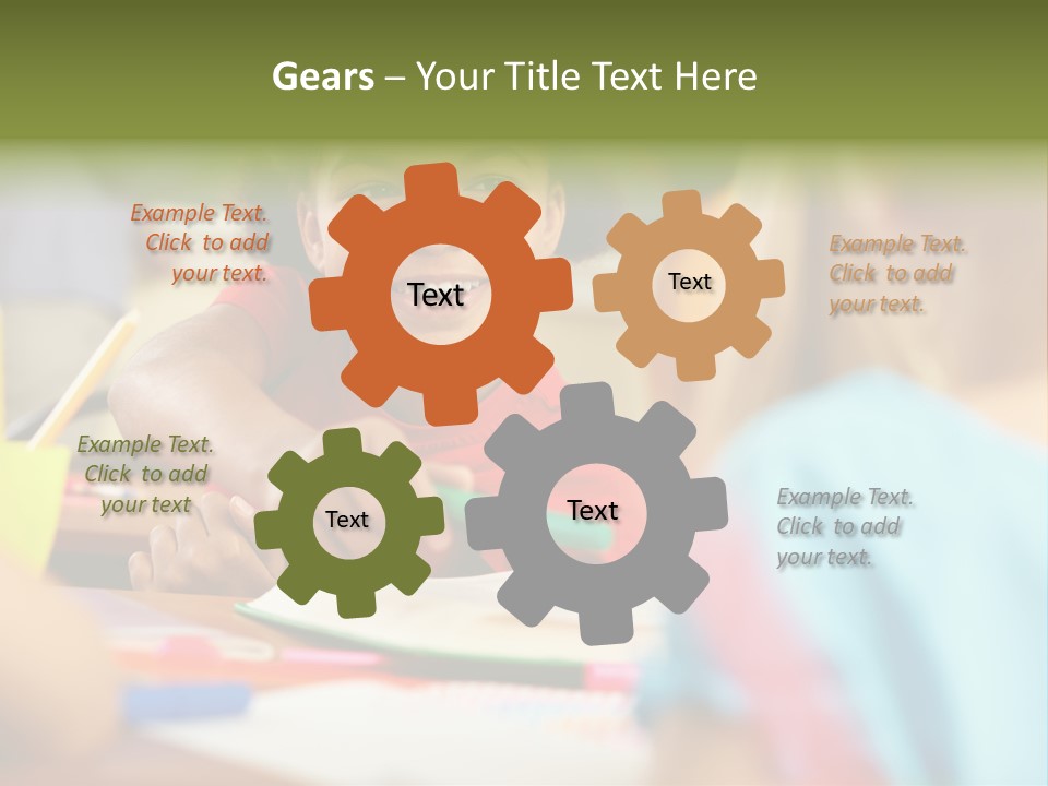 A Young Girl Smiles As She Sits At A Desk PowerPoint Template