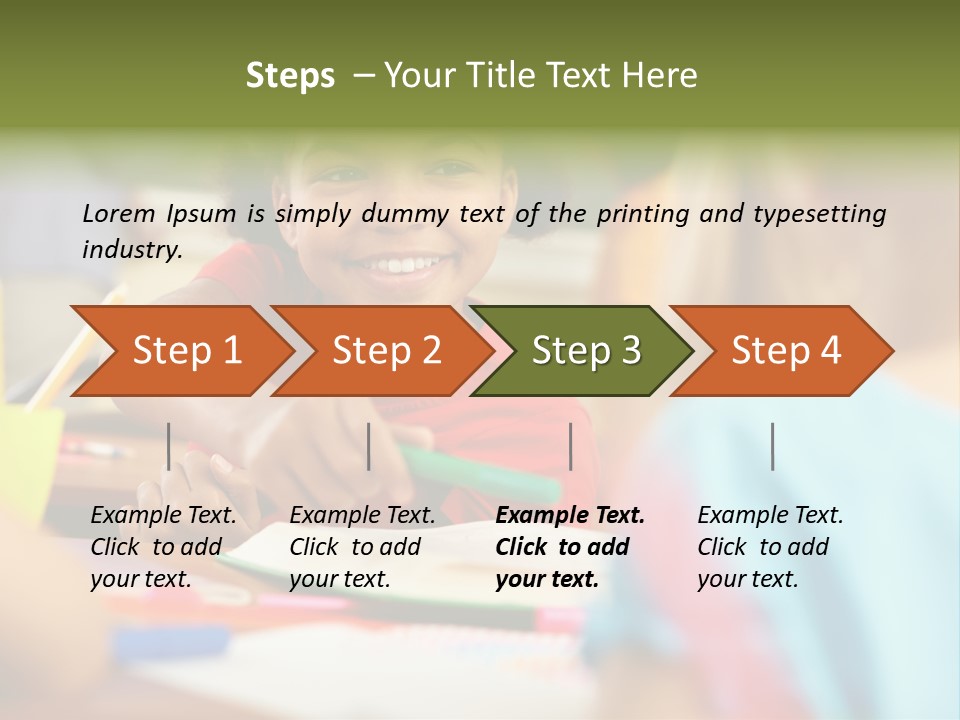 A Young Girl Smiles As She Sits At A Desk PowerPoint Template