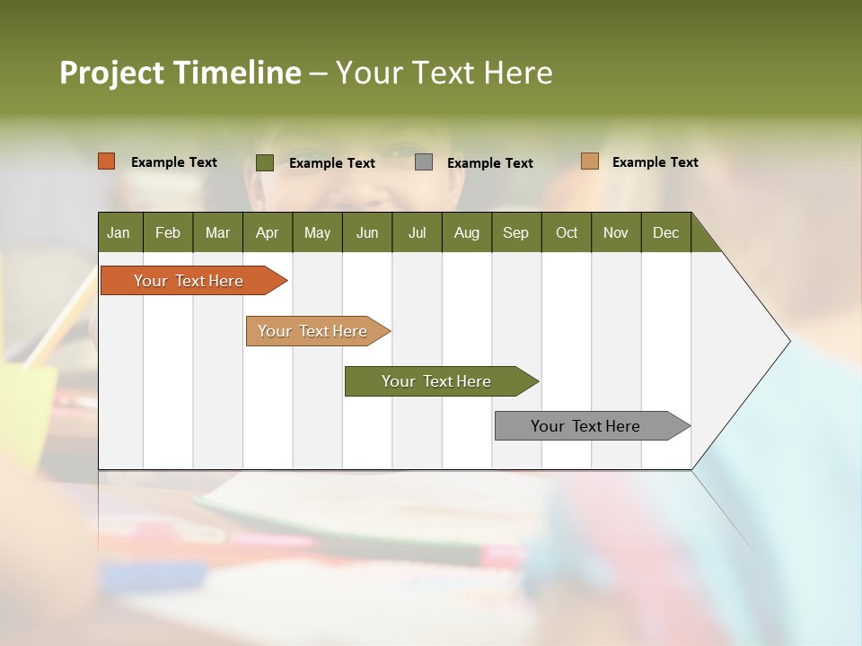 A Young Girl Smiles As She Sits At A Desk PowerPoint Template