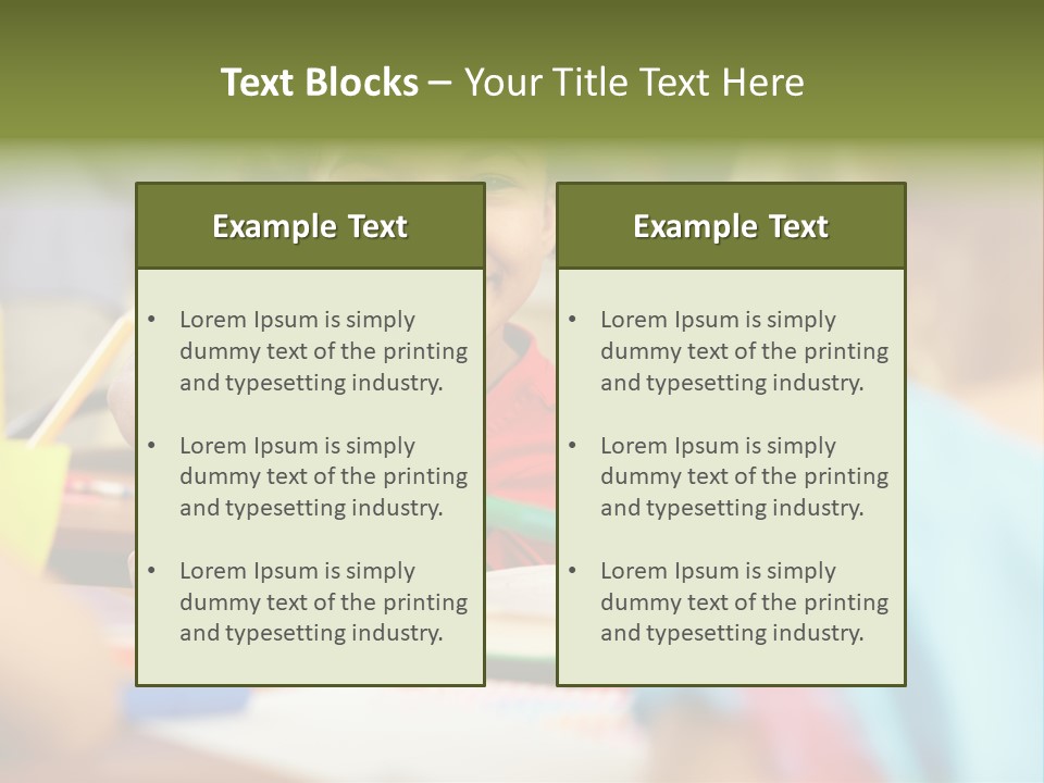 A Young Girl Smiles As She Sits At A Desk PowerPoint Template