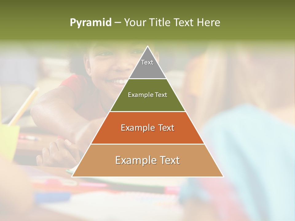 A Young Girl Smiles As She Sits At A Desk PowerPoint Template