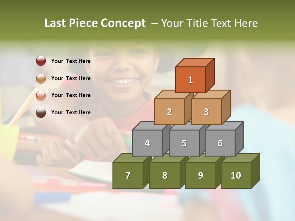 A Young Girl Smiles As She Sits At A Desk PowerPoint Template