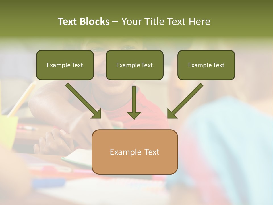 A Young Girl Smiles As She Sits At A Desk PowerPoint Template