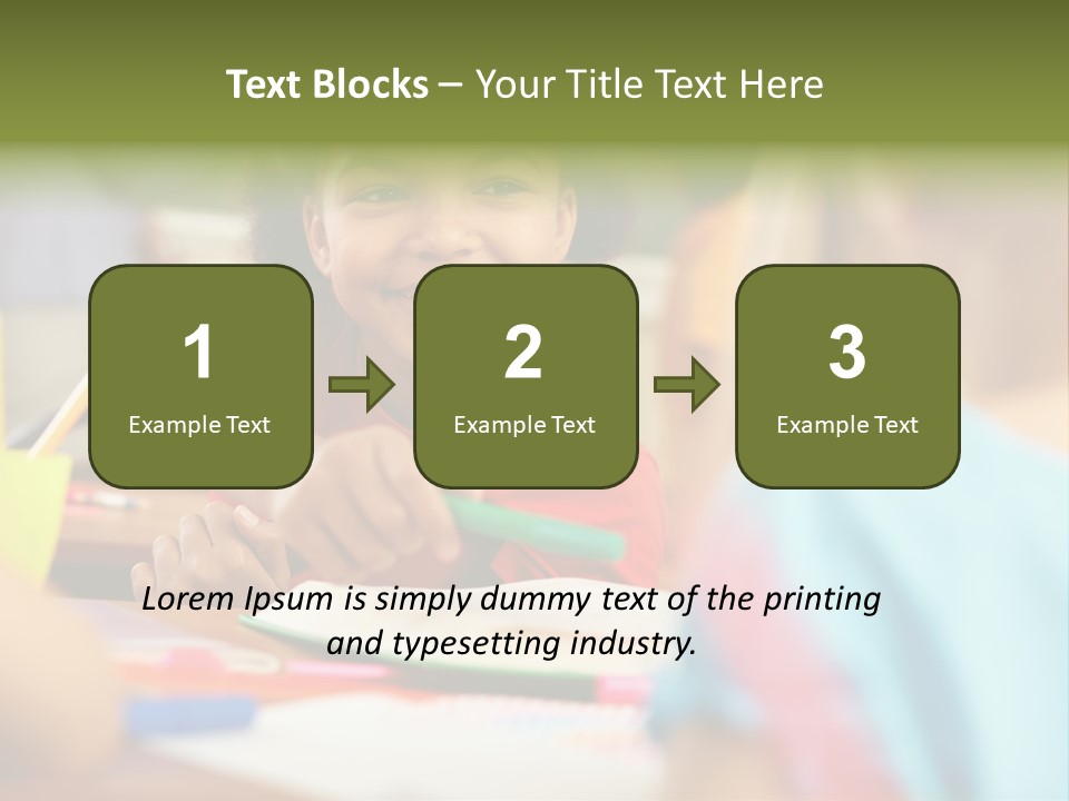 A Young Girl Smiles As She Sits At A Desk PowerPoint Template