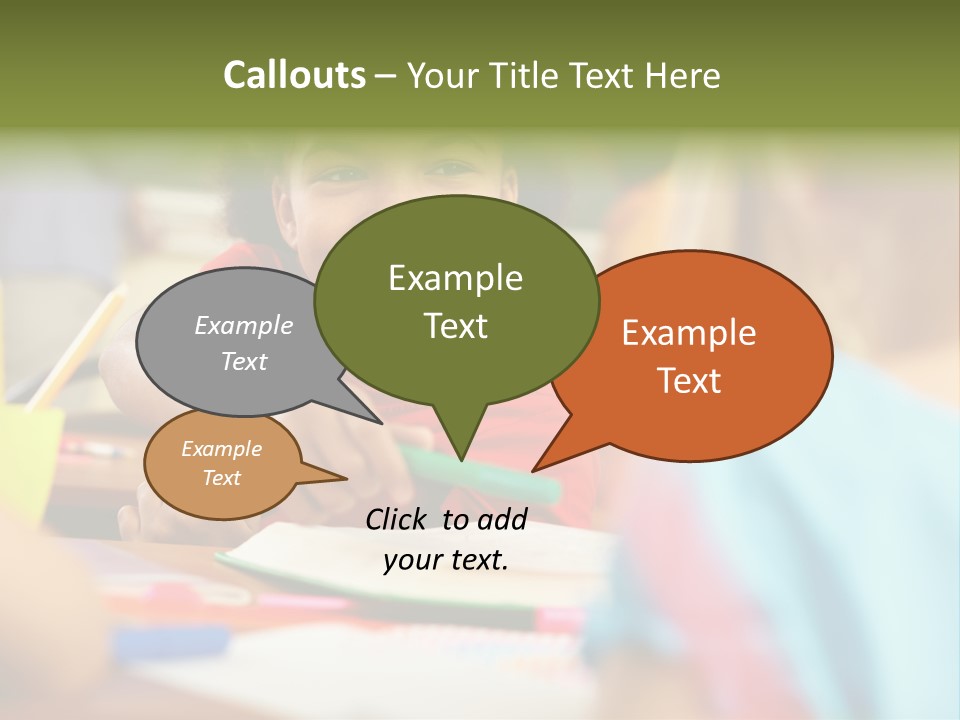 A Young Girl Smiles As She Sits At A Desk PowerPoint Template