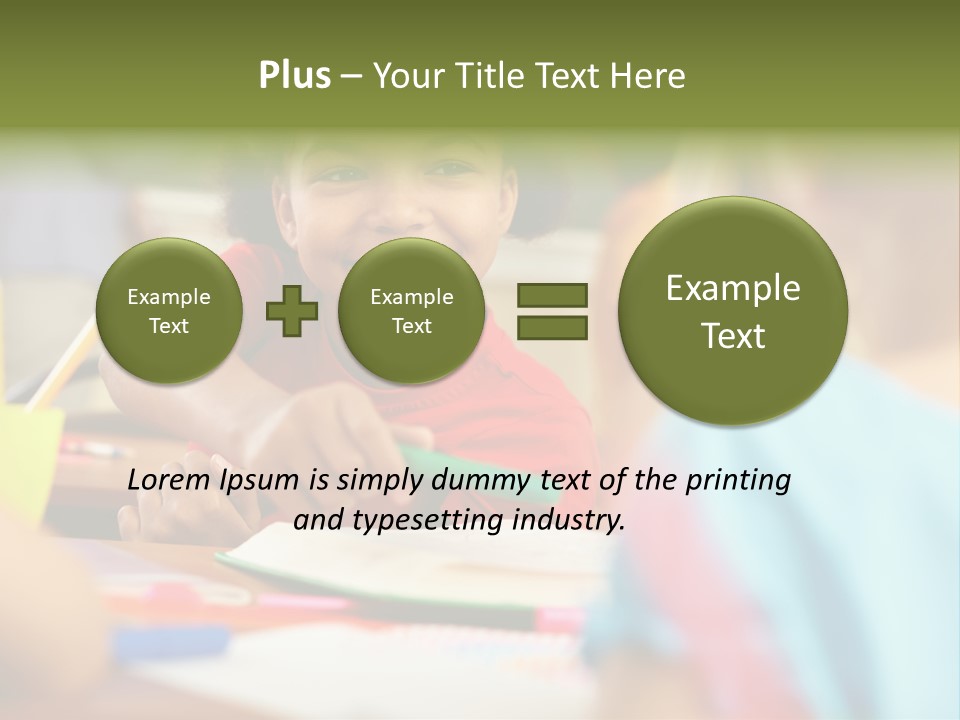 A Young Girl Smiles As She Sits At A Desk PowerPoint Template