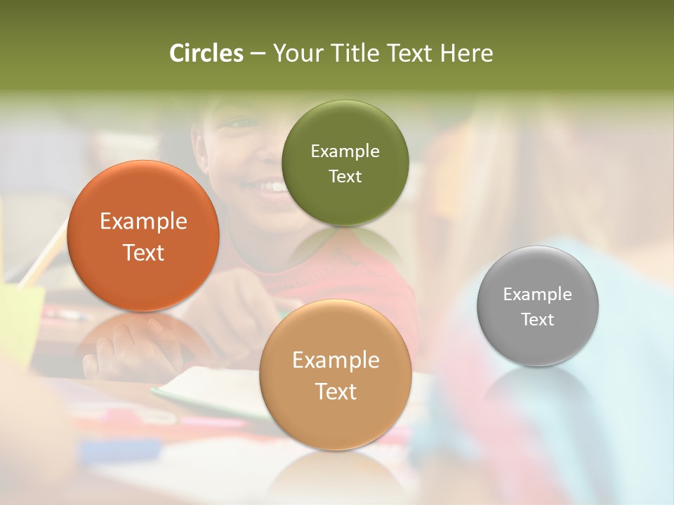 A Young Girl Smiles As She Sits At A Desk PowerPoint Template