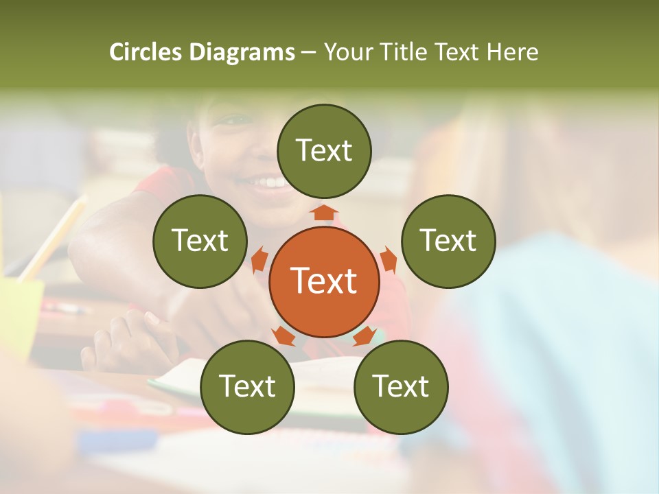 A Young Girl Smiles As She Sits At A Desk PowerPoint Template