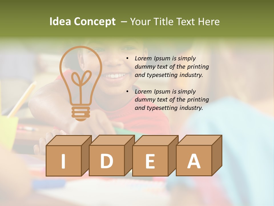 A Young Girl Smiles As She Sits At A Desk PowerPoint Template