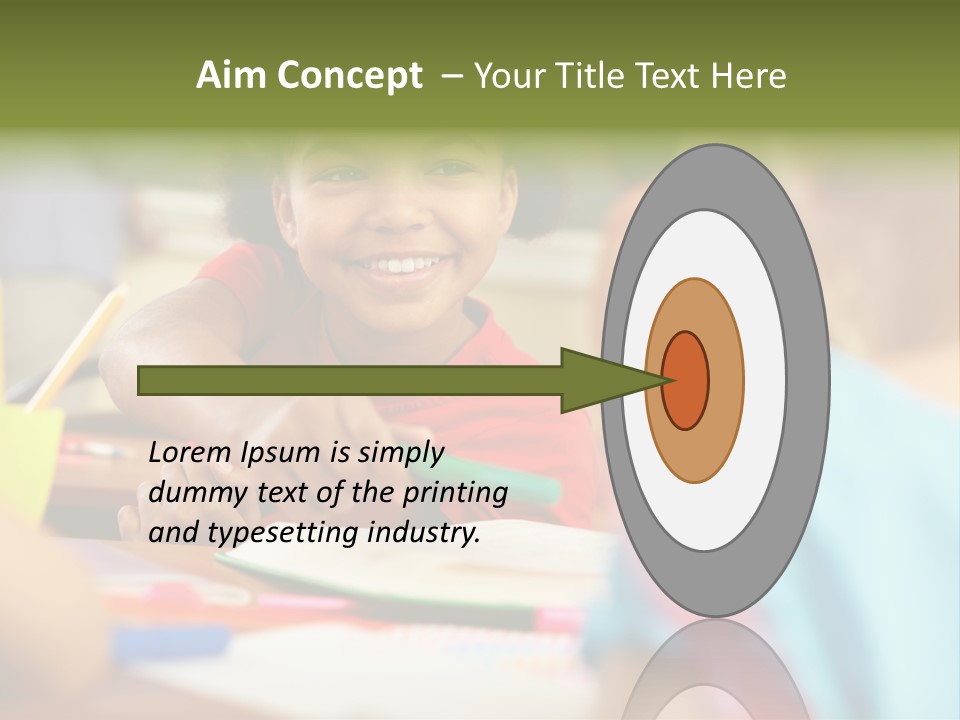 A Young Girl Smiles As She Sits At A Desk PowerPoint Template