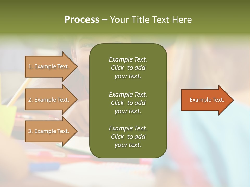 A Young Girl Smiles As She Sits At A Desk PowerPoint Template