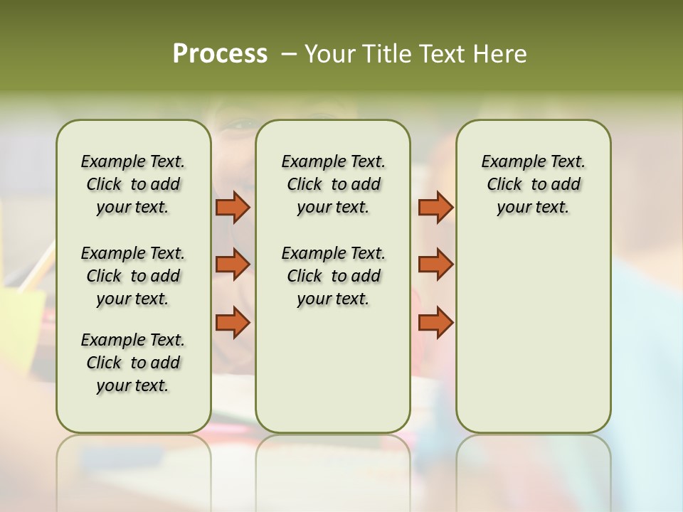 A Young Girl Smiles As She Sits At A Desk PowerPoint Template