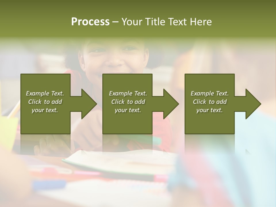 A Young Girl Smiles As She Sits At A Desk PowerPoint Template