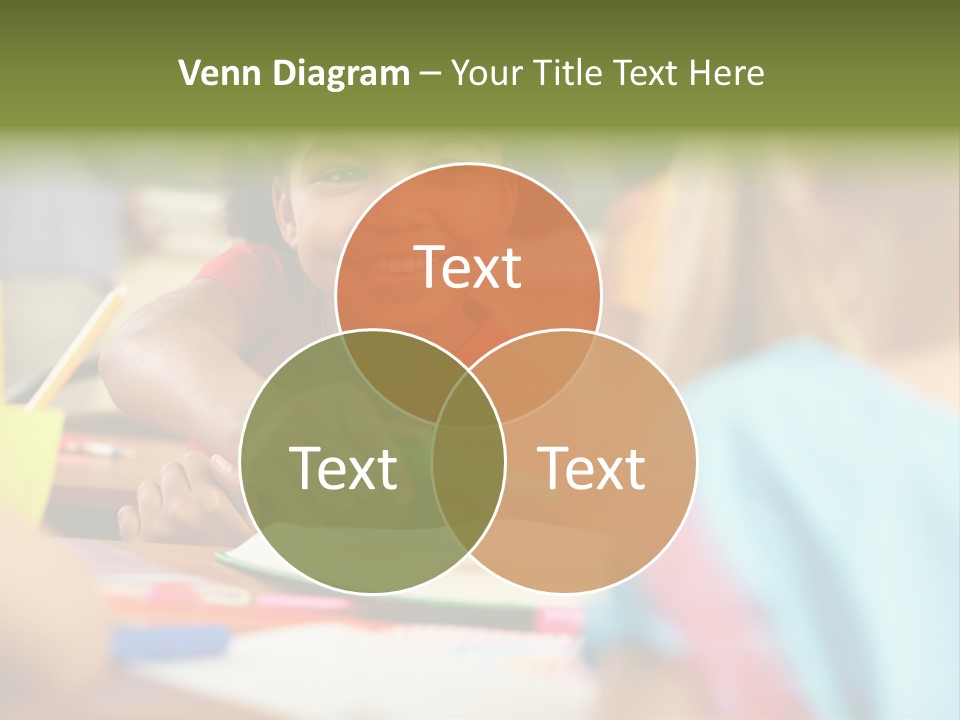 A Young Girl Smiles As She Sits At A Desk PowerPoint Template