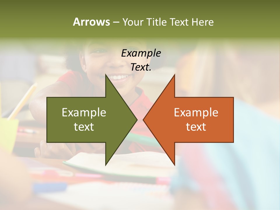 A Young Girl Smiles As She Sits At A Desk PowerPoint Template