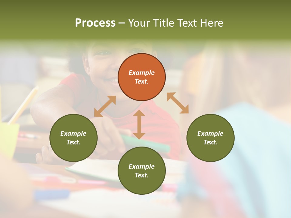 A Young Girl Smiles As She Sits At A Desk PowerPoint Template