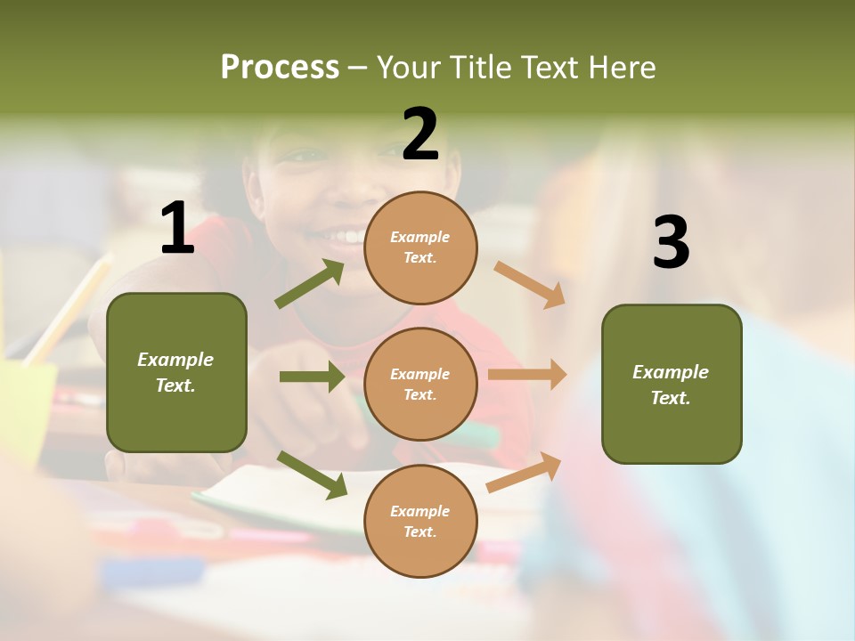 A Young Girl Smiles As She Sits At A Desk PowerPoint Template