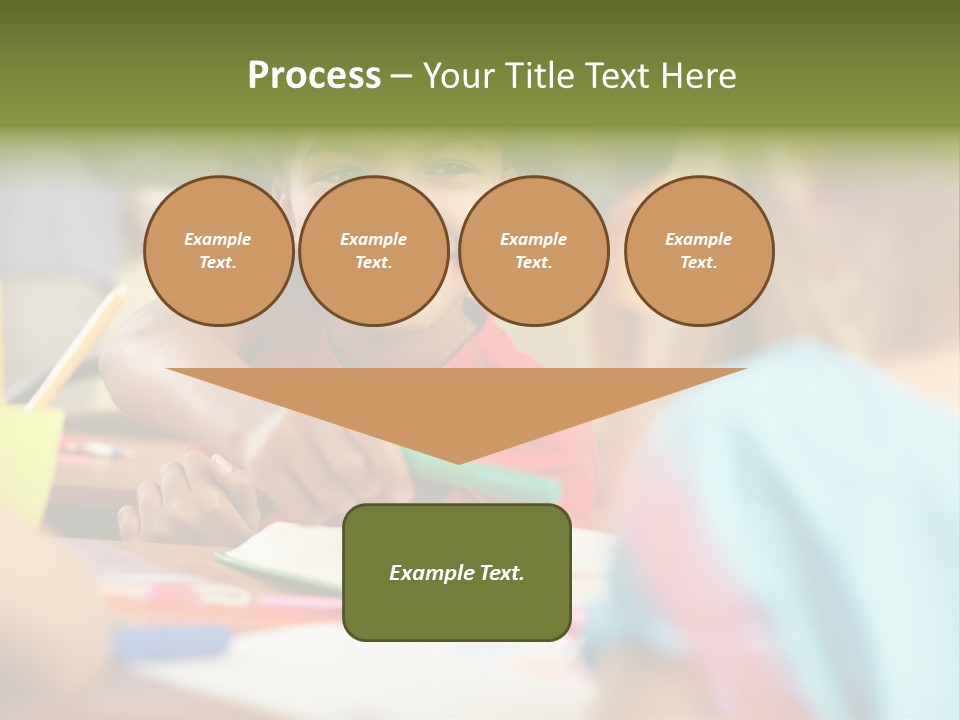 A Young Girl Smiles As She Sits At A Desk PowerPoint Template