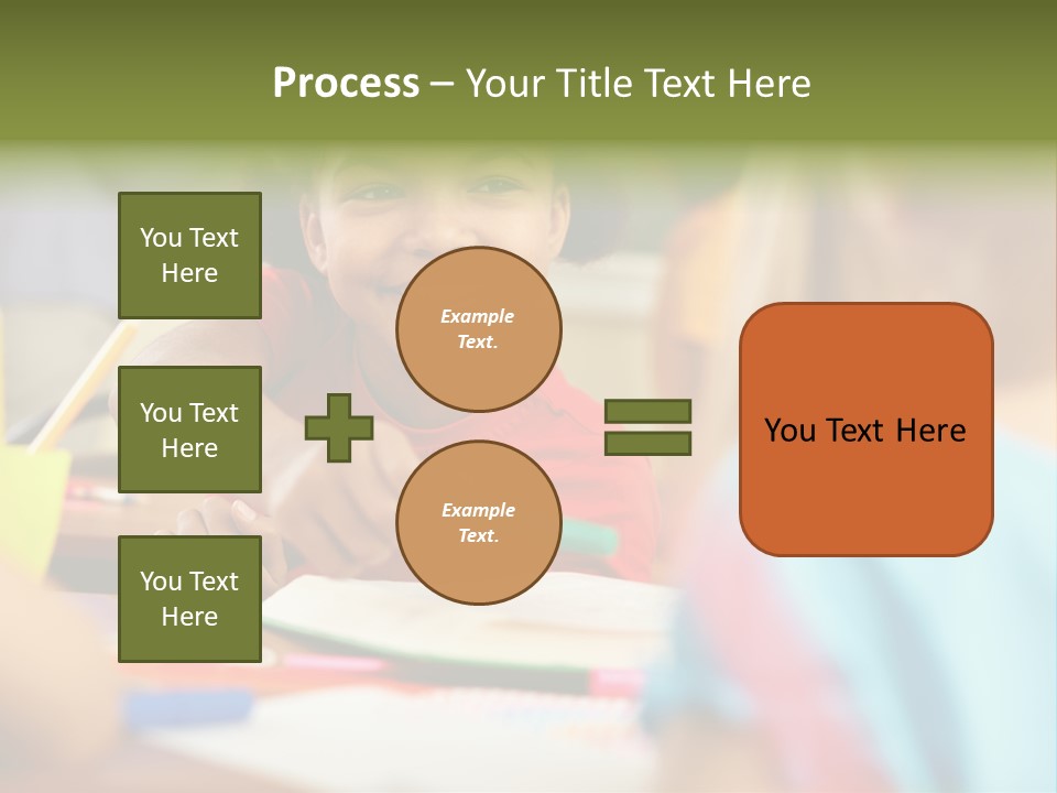 A Young Girl Smiles As She Sits At A Desk PowerPoint Template