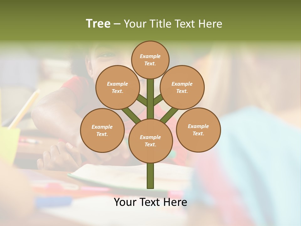 A Young Girl Smiles As She Sits At A Desk PowerPoint Template