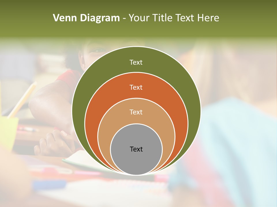 A Young Girl Smiles As She Sits At A Desk PowerPoint Template