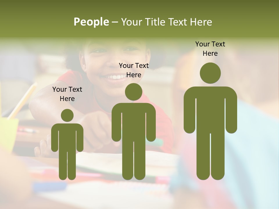 A Young Girl Smiles As She Sits At A Desk PowerPoint Template