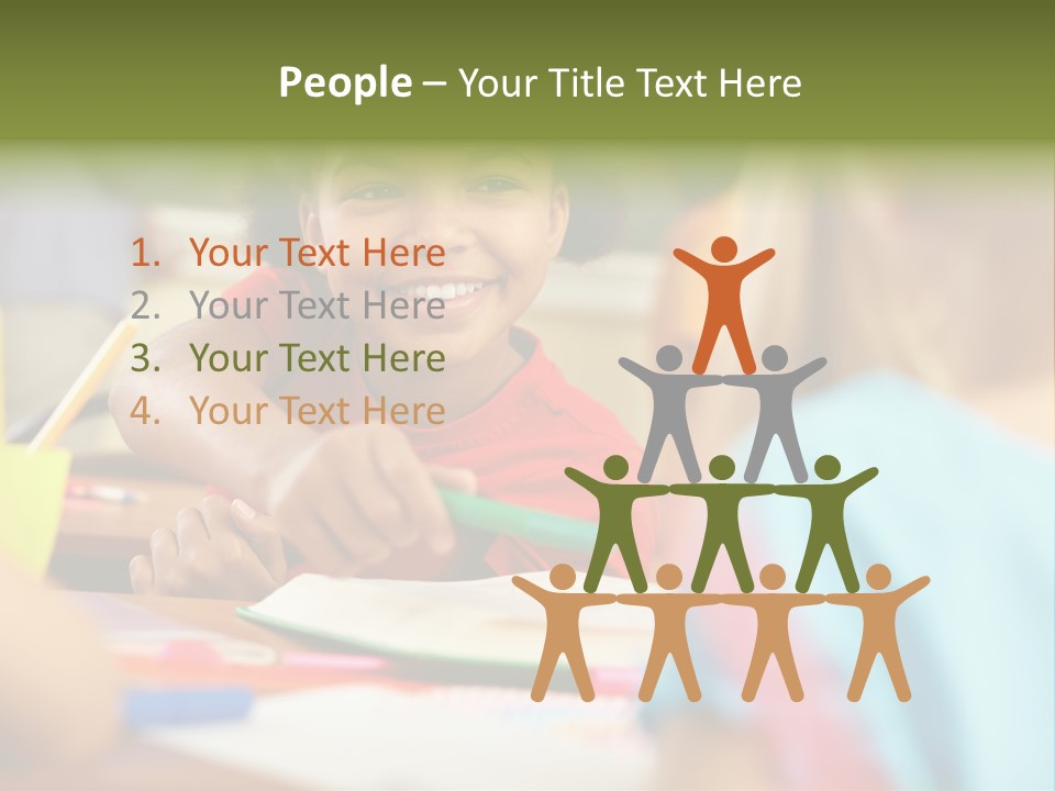 A Young Girl Smiles As She Sits At A Desk PowerPoint Template