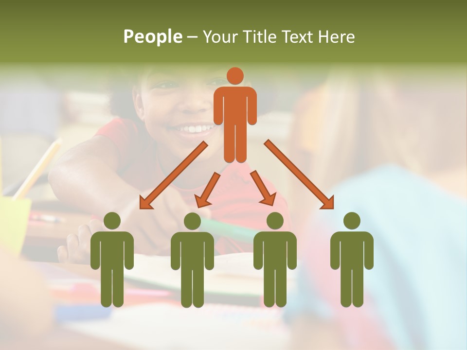 A Young Girl Smiles As She Sits At A Desk PowerPoint Template