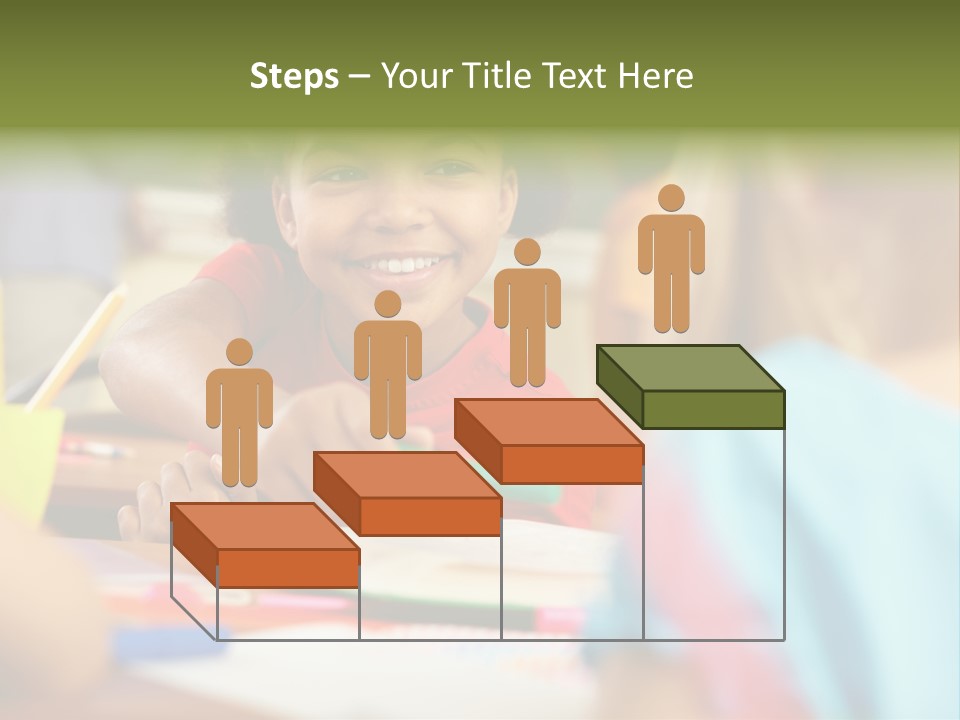 A Young Girl Smiles As She Sits At A Desk PowerPoint Template