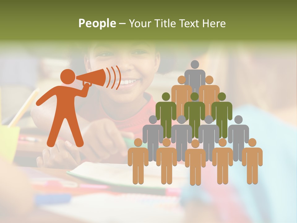 A Young Girl Smiles As She Sits At A Desk PowerPoint Template