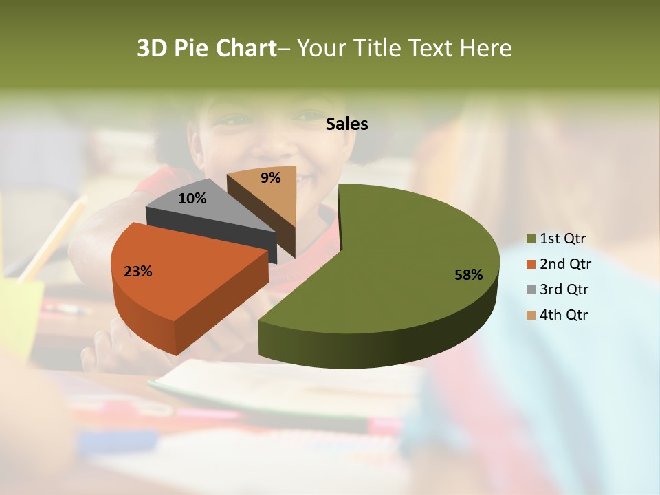 A Young Girl Smiles As She Sits At A Desk PowerPoint Template