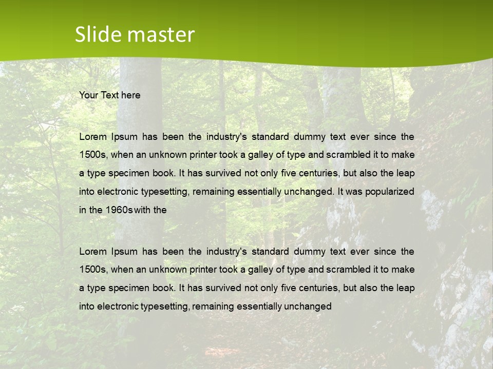 A Path In The Woods With A Green Background PowerPoint Template