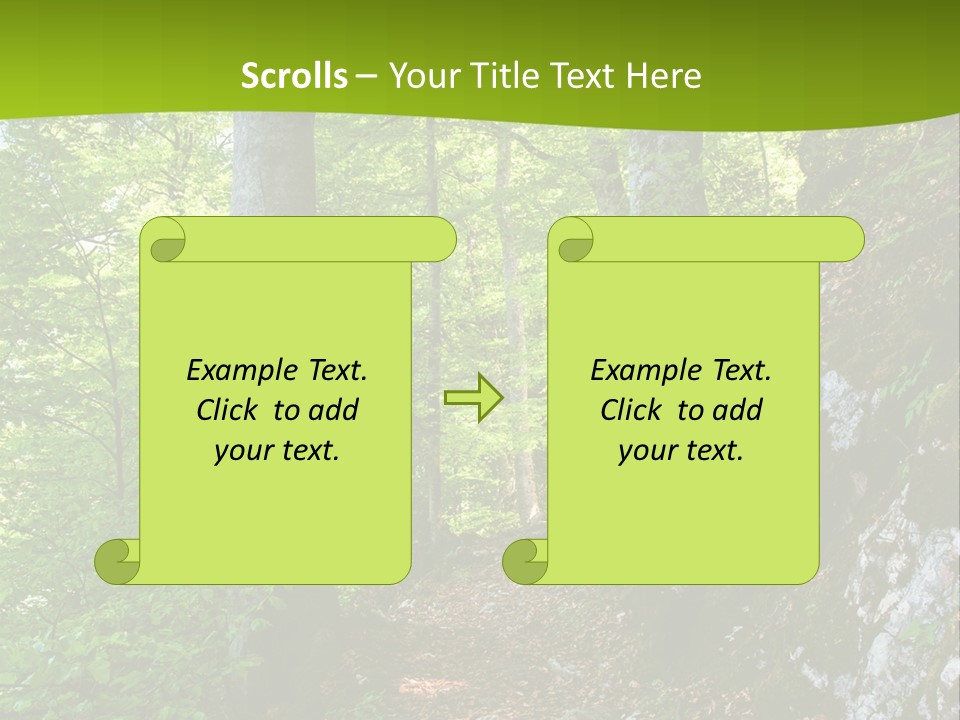 A Path In The Woods With A Green Background PowerPoint Template