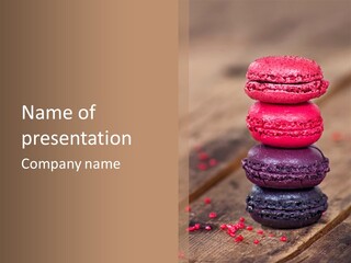 A Stack Of Colorful Macaroons Sitting On Top Of Each Other PowerPoint Template