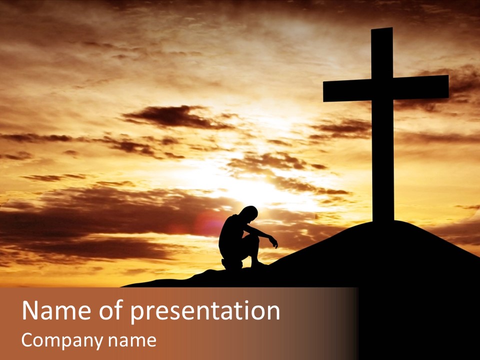 Prayer Sunset Cross PowerPoint Template