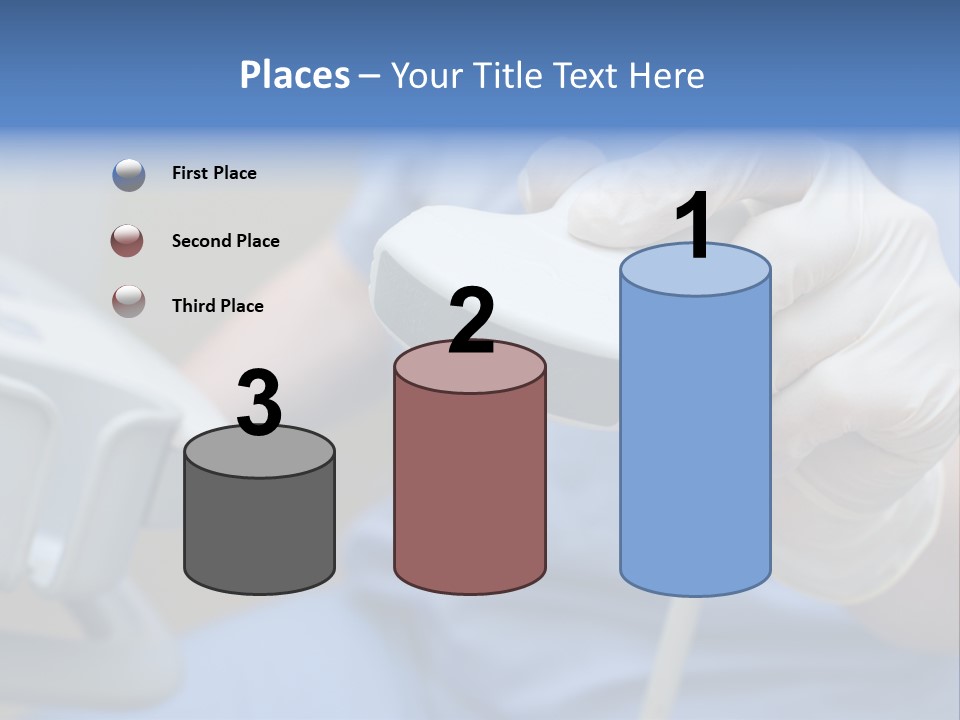 A Person In A Blue Shirt Is Holding A Device PowerPoint Template