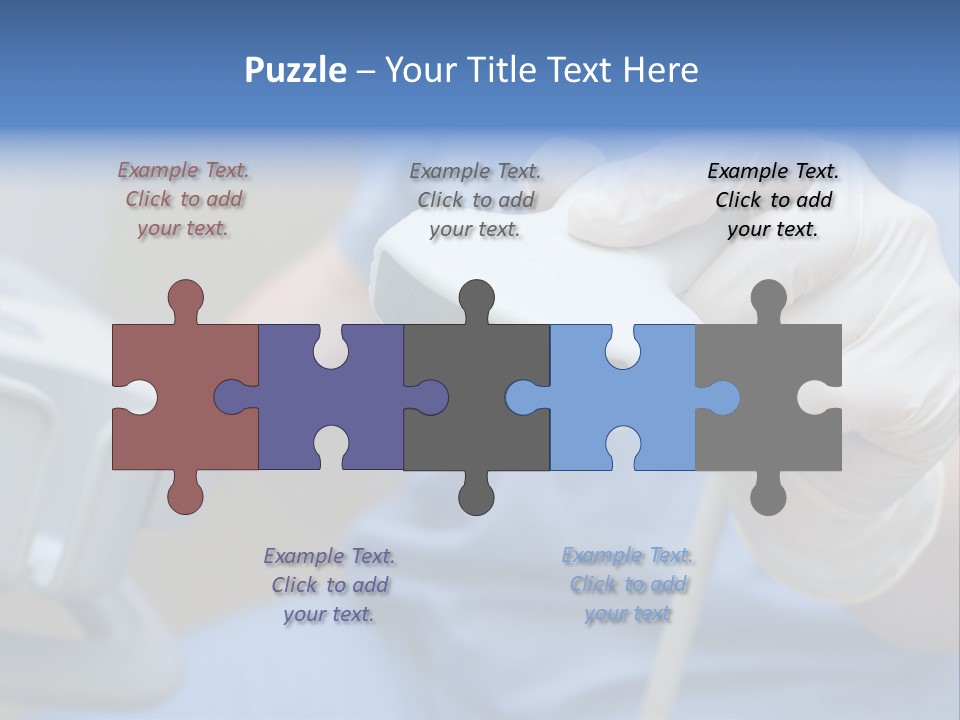 A Person In A Blue Shirt Is Holding A Device PowerPoint Template