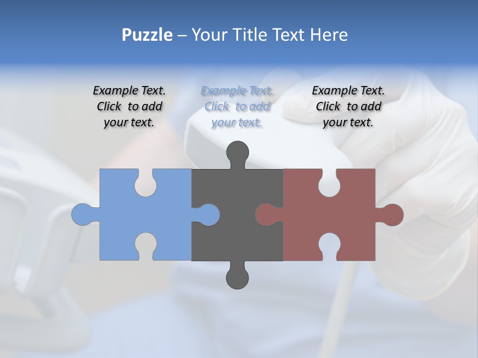 A Person In A Blue Shirt Is Holding A Device PowerPoint Template