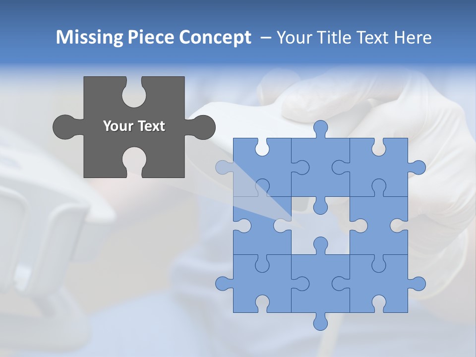 A Person In A Blue Shirt Is Holding A Device PowerPoint Template