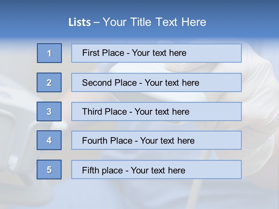 A Person In A Blue Shirt Is Holding A Device PowerPoint Template