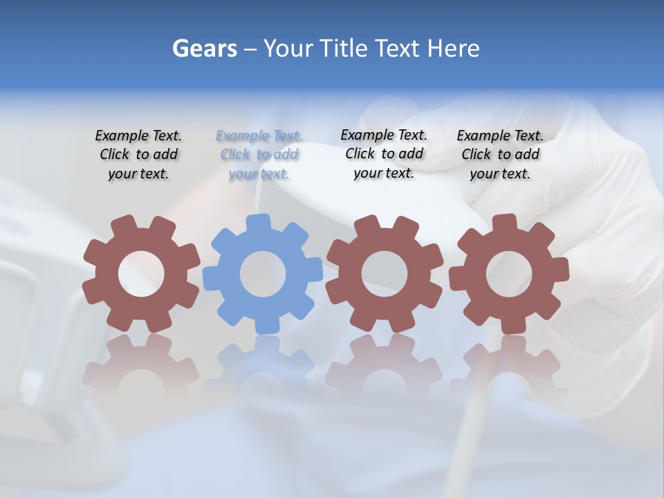 A Person In A Blue Shirt Is Holding A Device PowerPoint Template