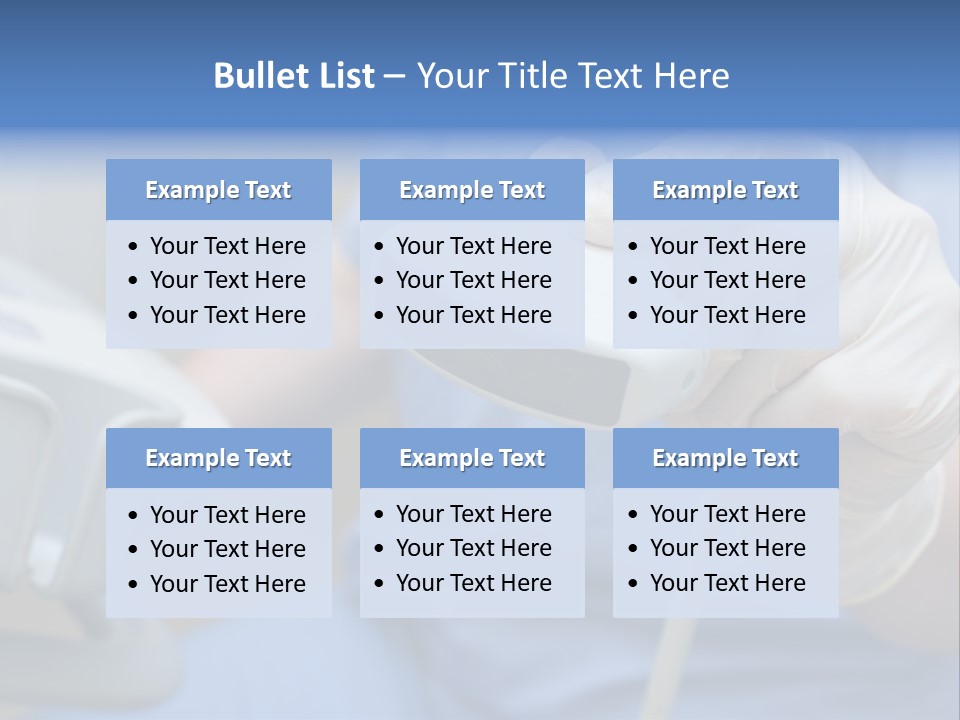 A Person In A Blue Shirt Is Holding A Device PowerPoint Template