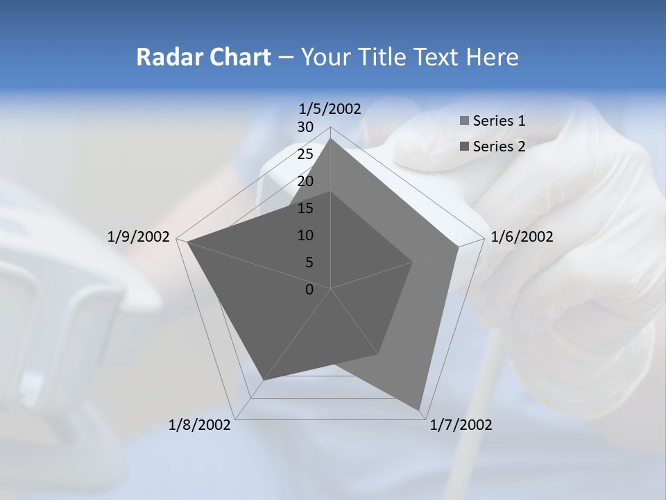 A Person In A Blue Shirt Is Holding A Device PowerPoint Template