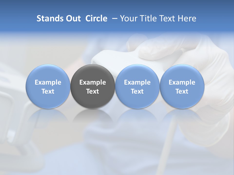 A Person In A Blue Shirt Is Holding A Device PowerPoint Template