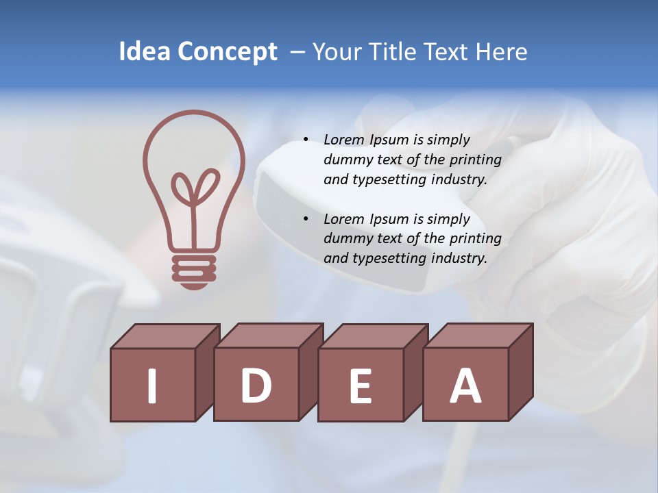 A Person In A Blue Shirt Is Holding A Device PowerPoint Template